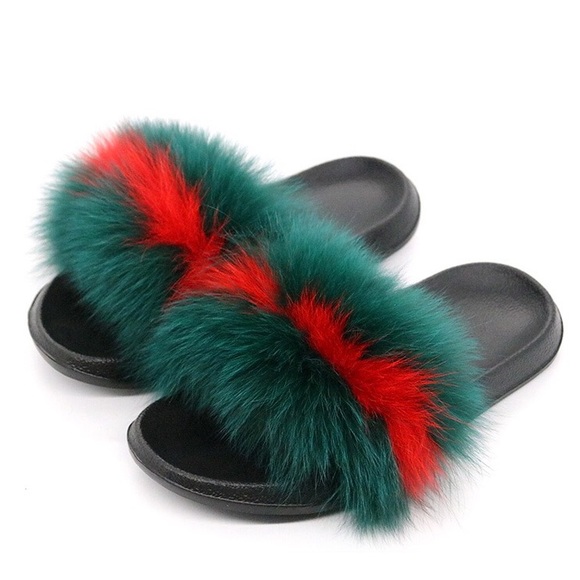 NEW! Real Fox Fur Slides / Fur Slippers - Picture 3 of 6